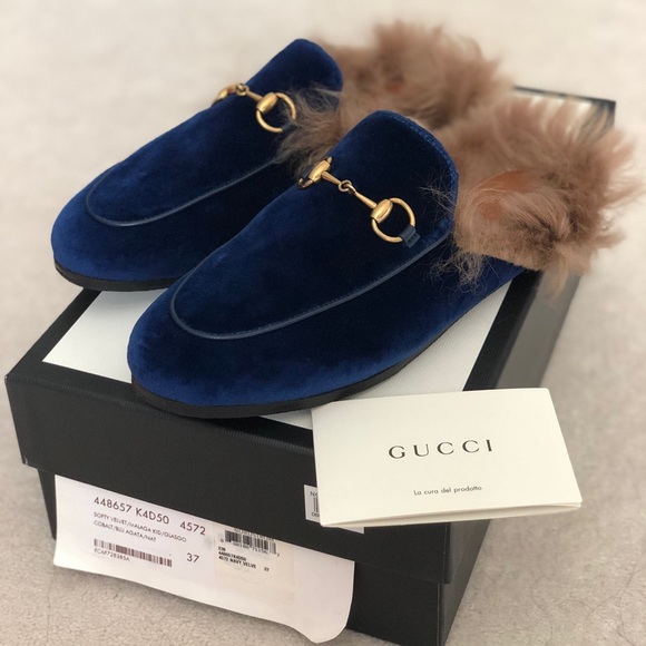 SOLD 100% Authentic Gucci Princetown Velvet Mules - Picture 1 of 8